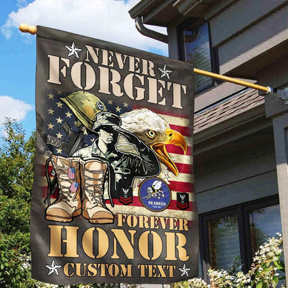 Custom Seabees Never Forget Forever Honor Flag US Military Merch Patriotic Yard Decor - Printvoro