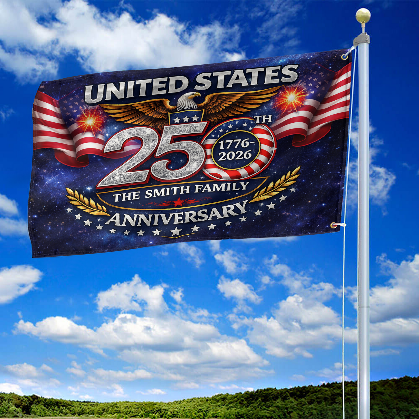 250 Years Of Defending Liberty Flag Freedom Day Merch Patriotic Yard Decor - Printvoro