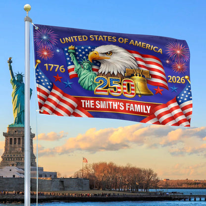 250 Years Of Defending Liberty Flag US Bald Eagle Merch Patriotic Yard Decor - Printvoro