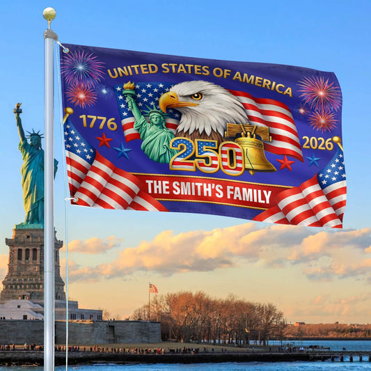 250 Years Of Defending Liberty Flag US Bald Eagle Merch Patriotic Yard Decor - Printvoro