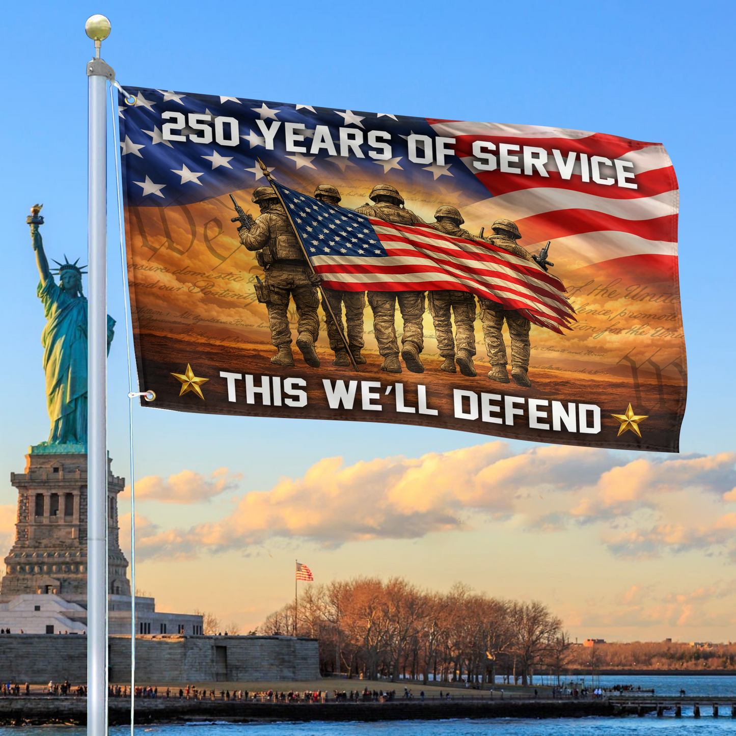 250 Years Of Service Flag Land Of The Free Merch Patriotic Yard Decor - Printvoro