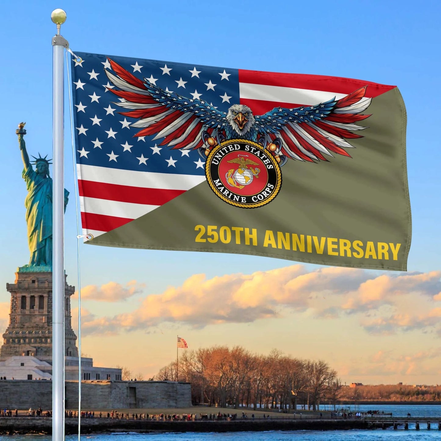America Celebrates 250Th Anniversary Flag US Bald Eagle Merch Patriotic Yard Decor - Printvoro