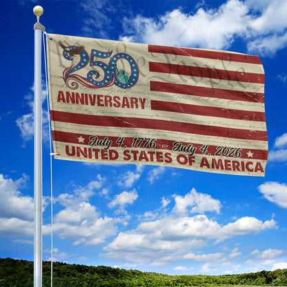 American 250 Years Birthday Flag July 4 Merch Patriotic Outdoor Decor - Printvoro