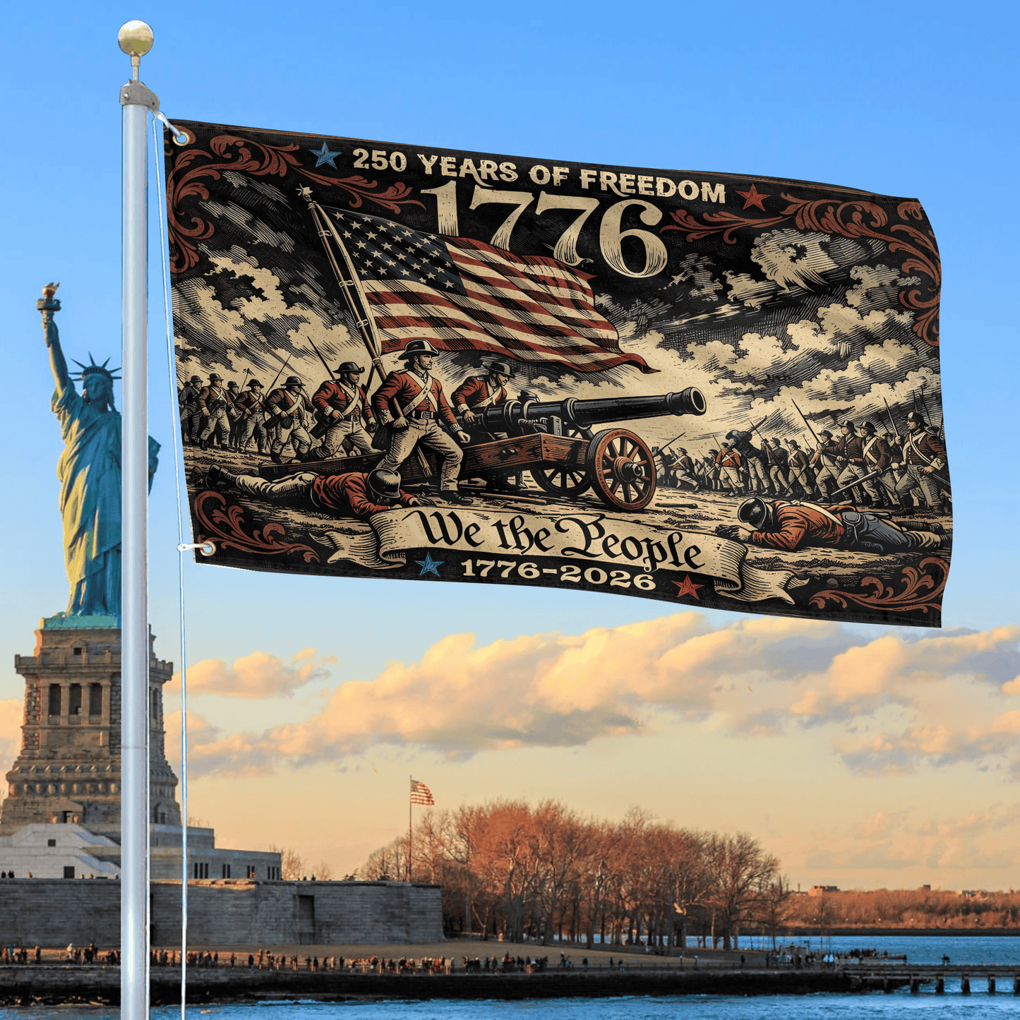 American 250 Years Birthday Flag We The People Merch Patriotic Indoor Decor - Printvoro