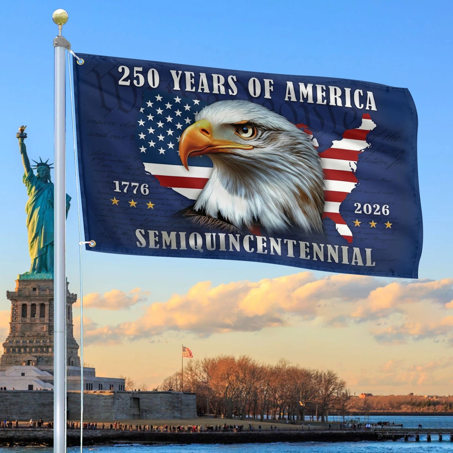 Bald Eagle 250 Years Of America Flag Semiquincentennial Merch Patriotic Lawn Decor - Printvoro