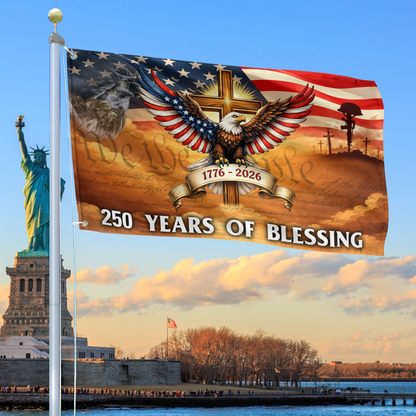 Bald Eagle 250 Years Of Blessing Flag Cross Bald Eagle Merch Patriotic Yard Decor - Printvoro