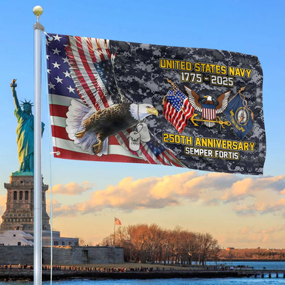 Bald Eagle 250 Years Of Defending Liberty Flag Fourth Of July Merch Outdoor Decor - Printvoro