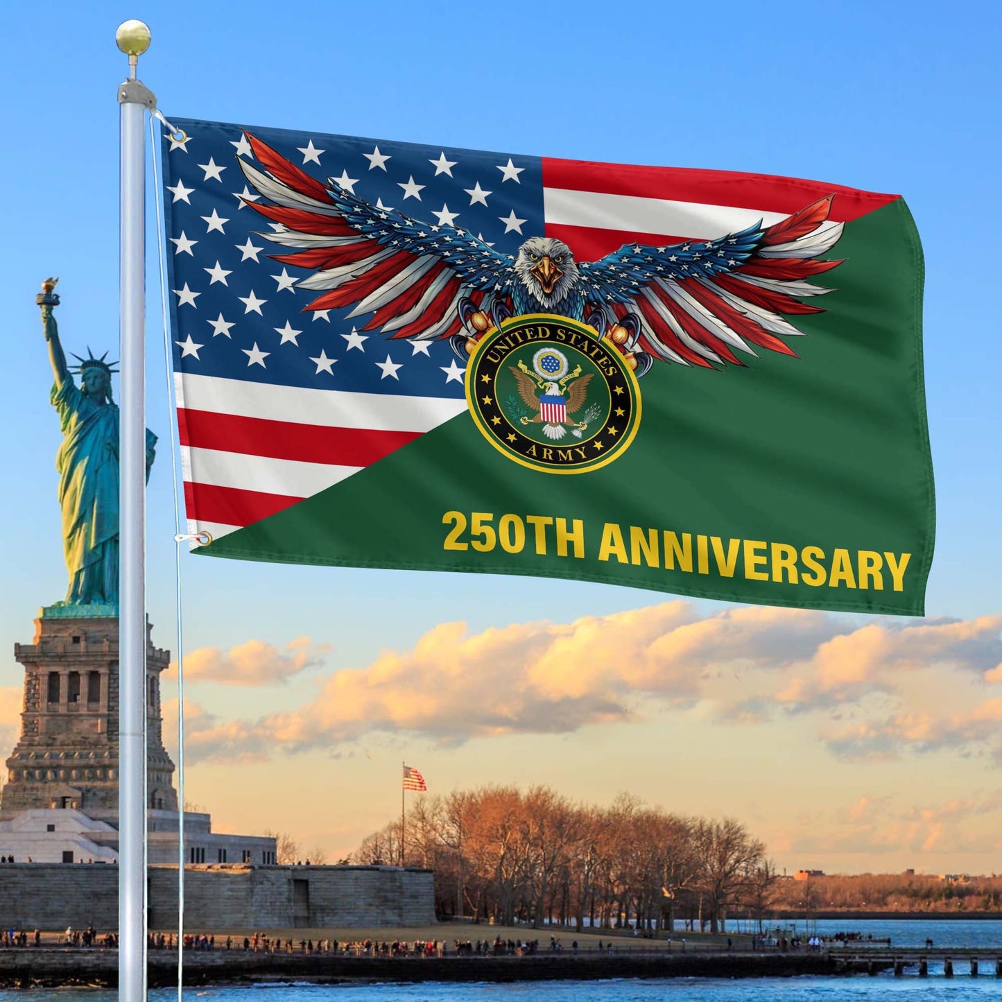 Bald Eagle 250 Years Of Freedom 1776 2026 Flag Patriotic Merch Lawn Decor - Printvoro