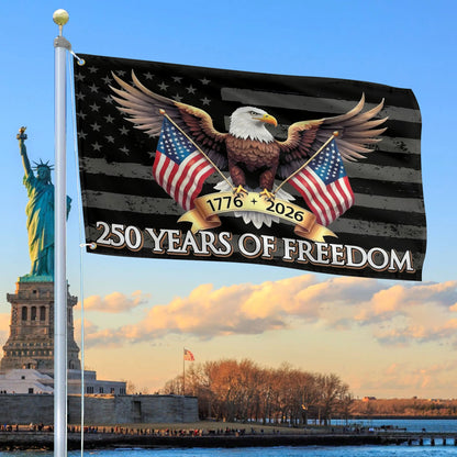 Bald Eagle 250 Years Of Freedom Flag US Patriot Merch Patriotic Outdoor Decor - Printvoro