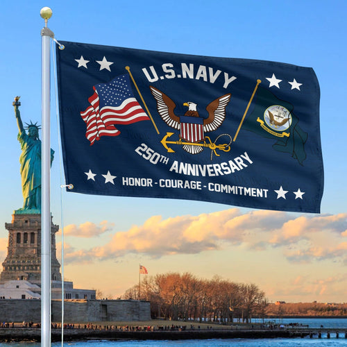 Bald Eagle 250Th Anniversary Flag US Navy Birthday Merch Patriotic Outdoor Decor - Printvoro