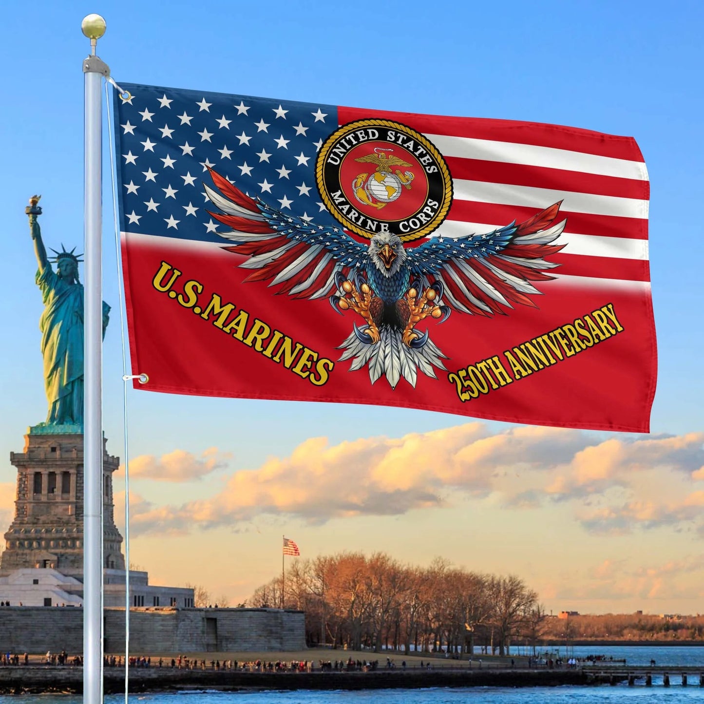 Bald Eagle America 250Th Anniversary Flag US Marines Merch Patriotic Indoor Decor - Printvoro