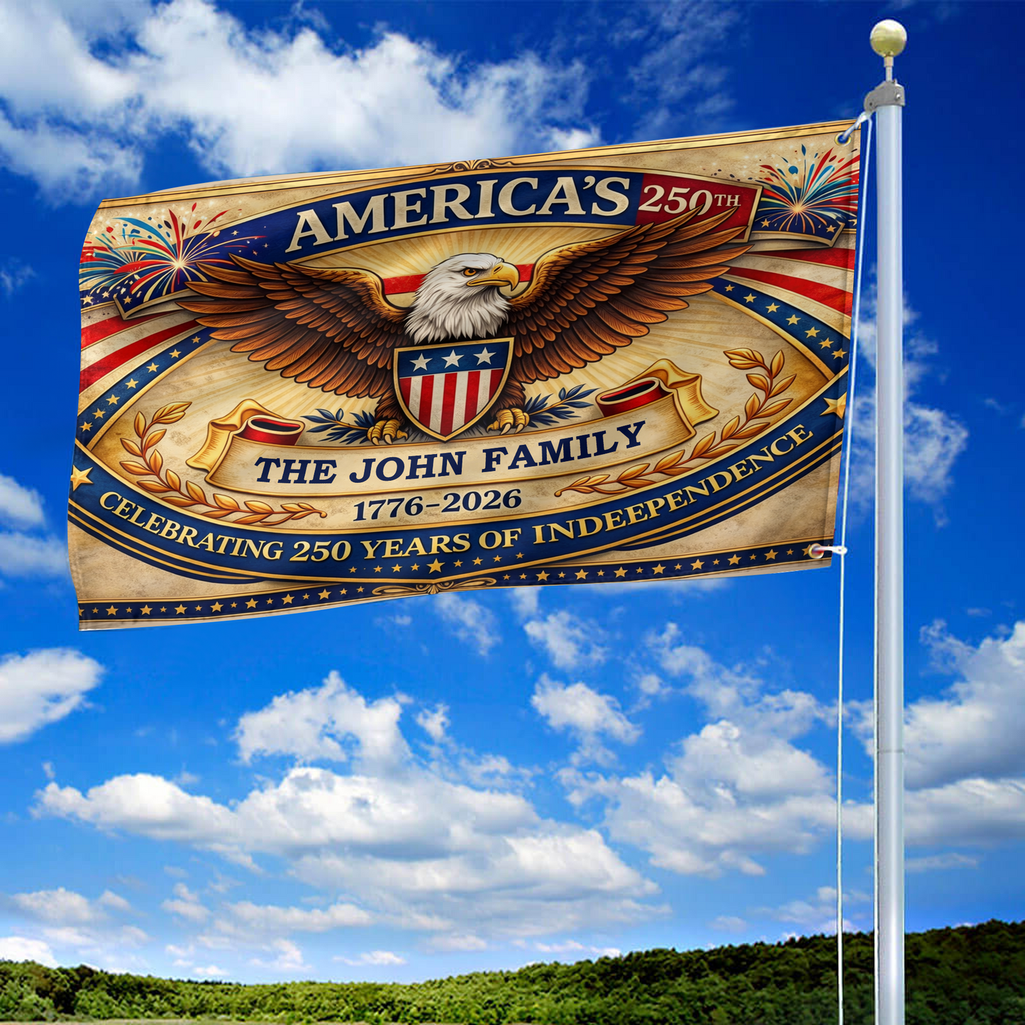 Celebrating 250 Years Of Independence Flag US Bald Eagle Merch Patriotic Yard Sign - Printvoro