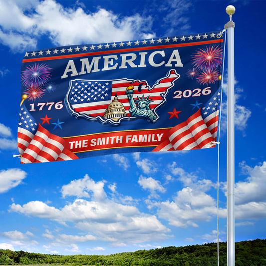 Celebrating America 250 Years Flag Land Of The Free Merch Patriotic Outdoor Decor - Printvoro