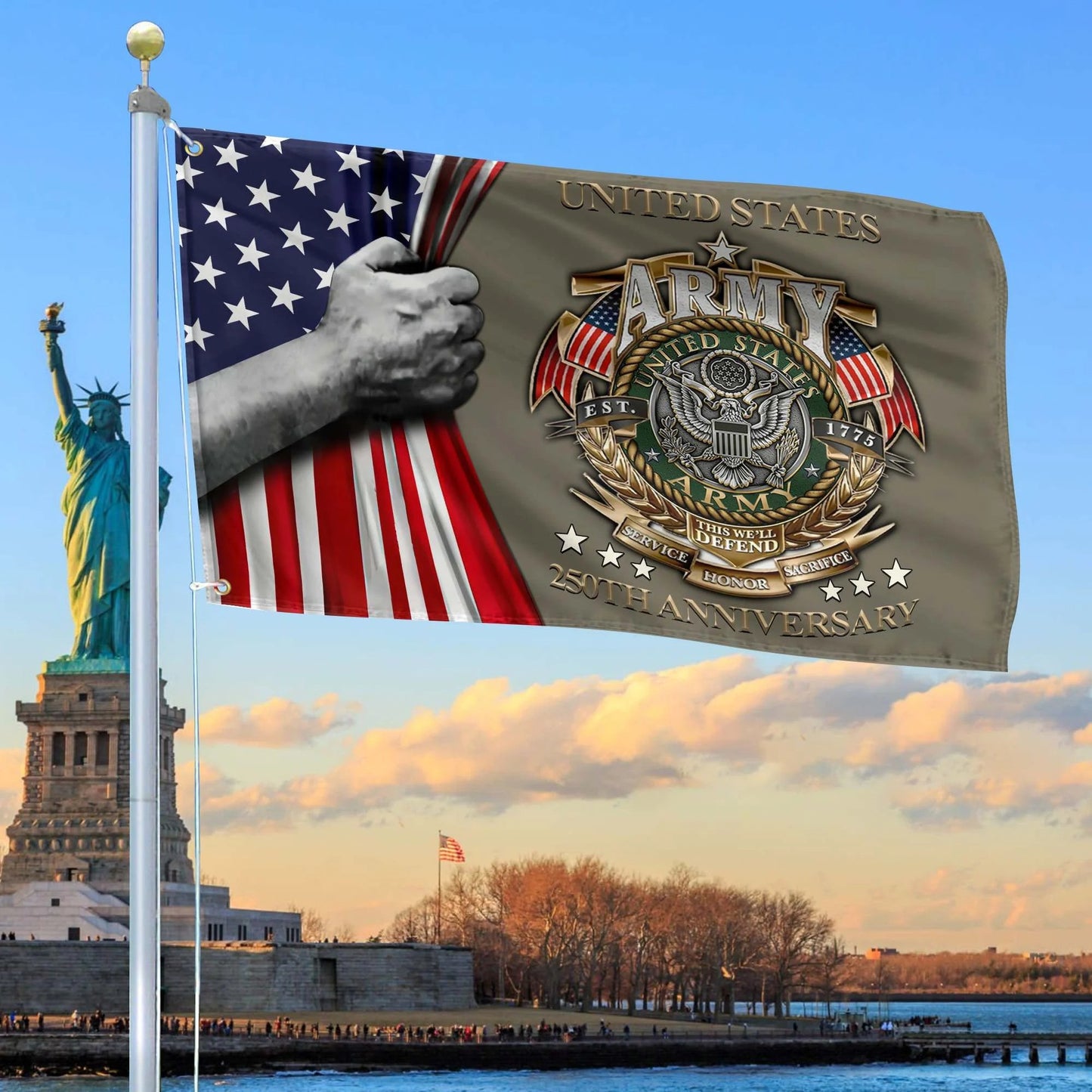 US Army 250Th Anniversary Flag Est 1775 Merch Patriotic Indoor Decor - Printvoro