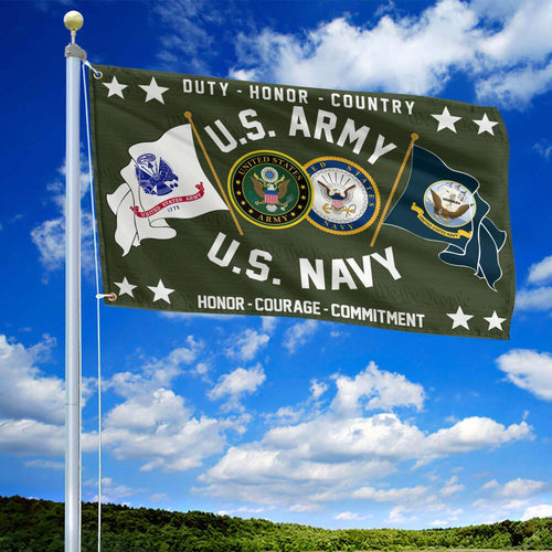 US Army Honor Courage Commitment Flag Proud US Navy Merch Yard Decor - Printvoro