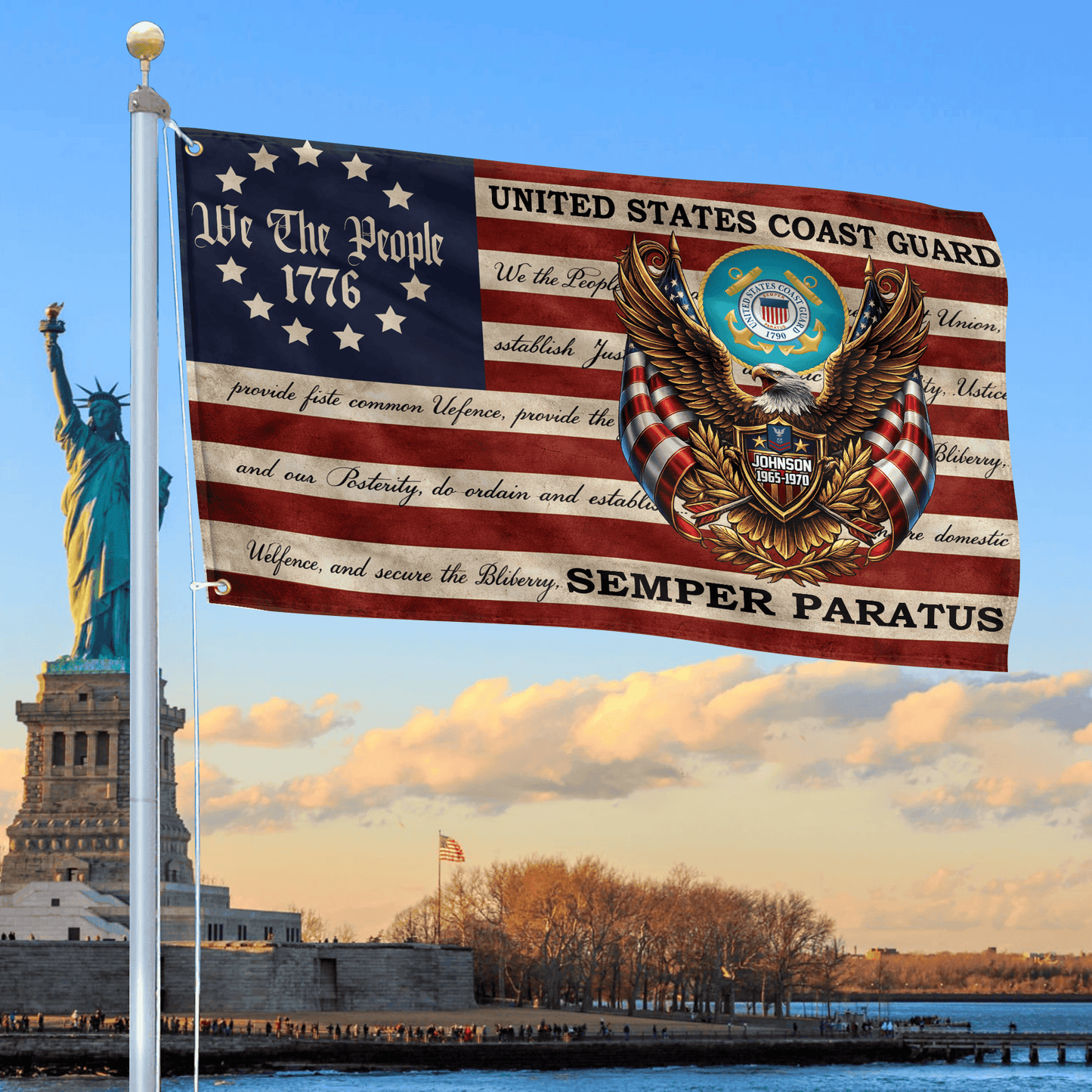 US Coast Guard We The People Flag Independence Day Merch Patriotic Yard Decor - Printvoro