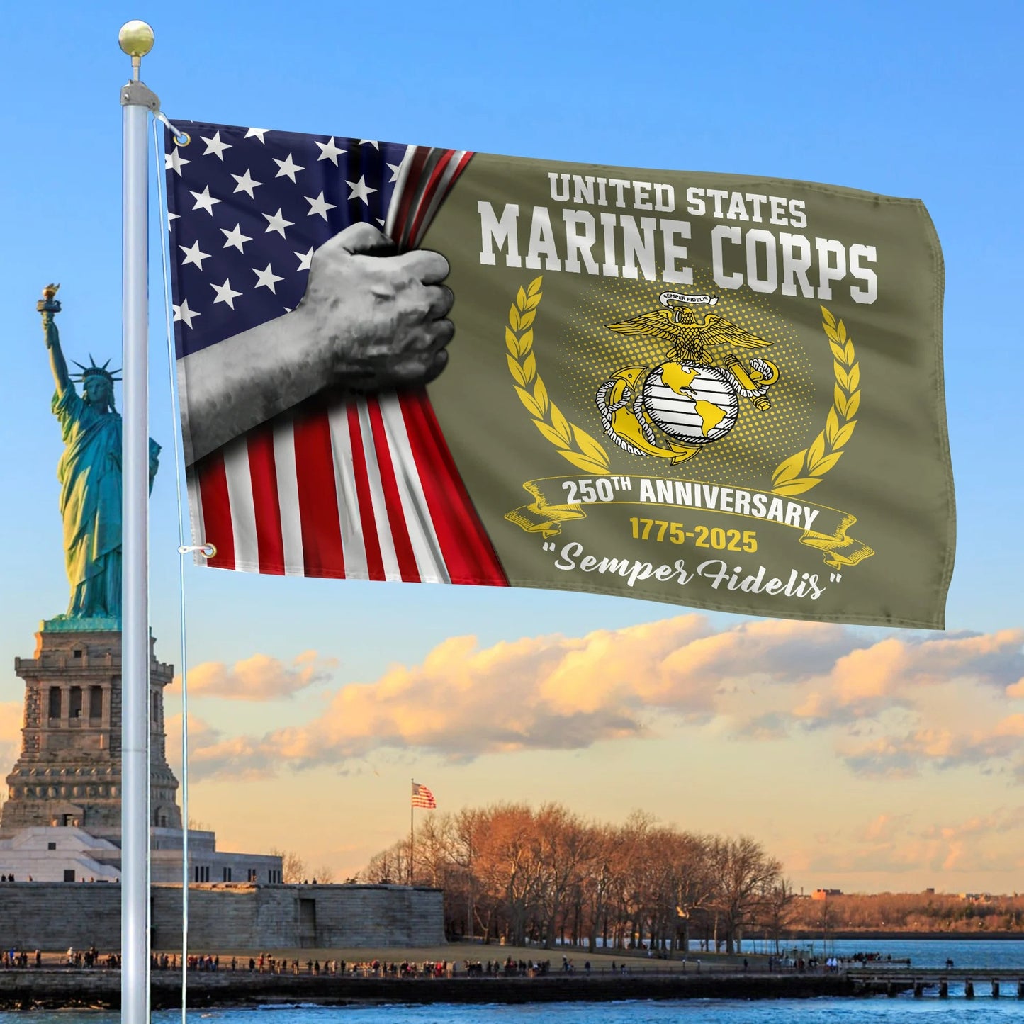 US Marine Corps 250Th Anniversary Flag 1775 2025 Merch Patriotic Indoor Decor - Printvoro