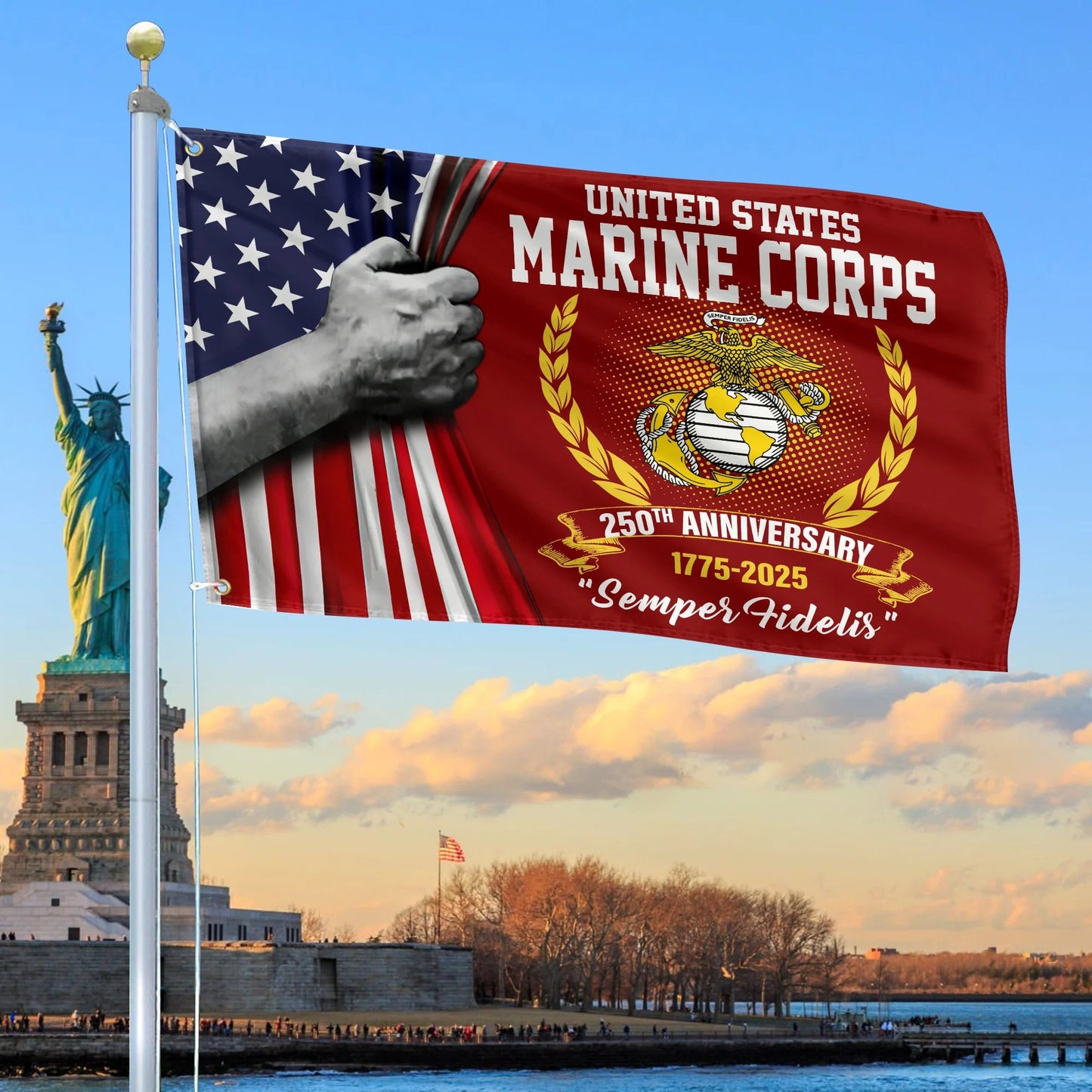 US Marine Corps 250Th Anniversary Flag Independence Day Merch Patriotic Indoor Decor - Printvoro