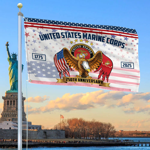 US Marine Corps America 250 Years Flag Bald Eagle 1775 Merch Patriotic Yard Decor - Printvoro