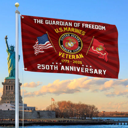 US Marines 250 Years Of America Flag July 4 Merch Patriotic Indoor Decor - Printvoro