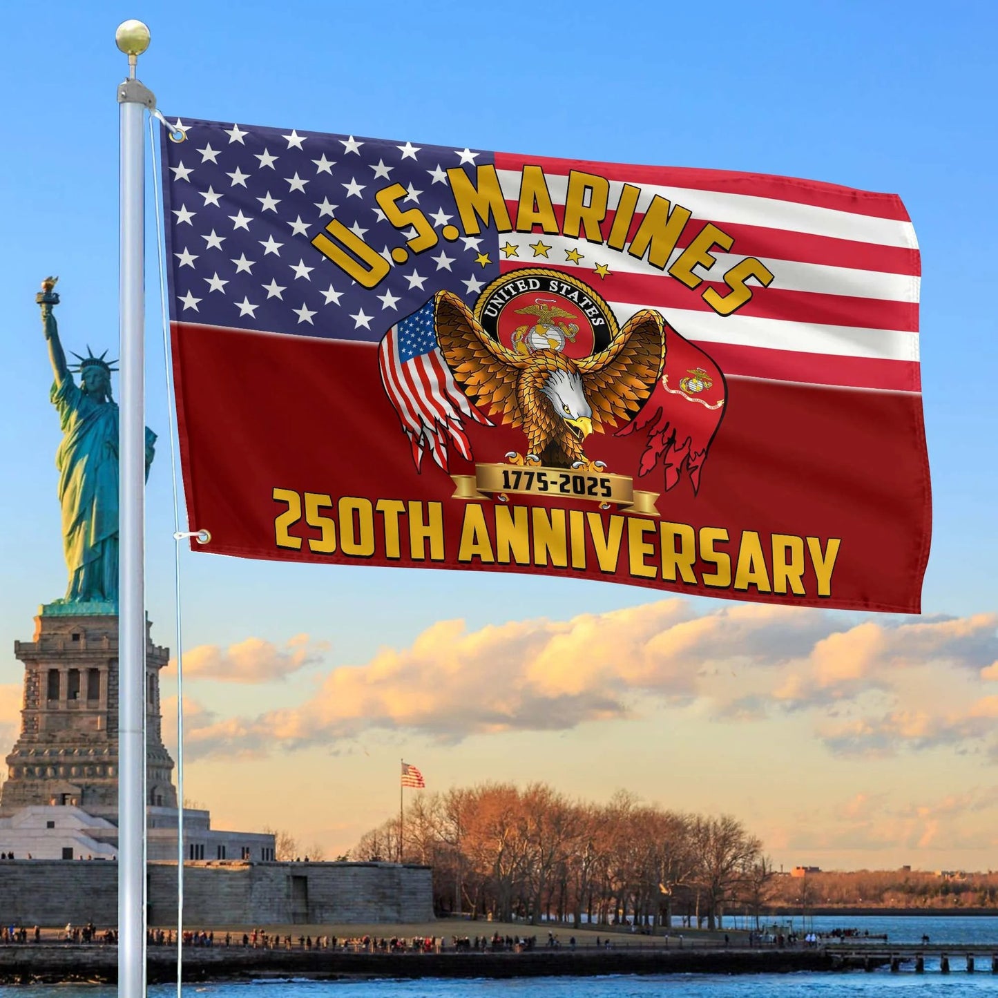 US Marines America Celebrates 250Th Anniversary Flag Freedom Day Merch Patriotic Lawn Decor - Printvoro