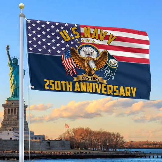 US Navy 250Th Anniversary Flag 1775 2025 Merch Patriotic Yard Decor - Printvoro