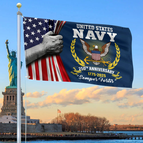 US Navy 250Th Anniversary Flag 1775 2025 Merch Patriotic Yard Decor - Printvoro
