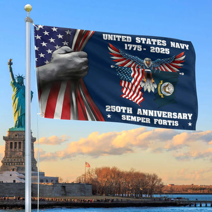 US Navy Bald Eagle 250Th Anniversary Flag Independence Day Merch Patriotic Lawn Decor - Printvoro