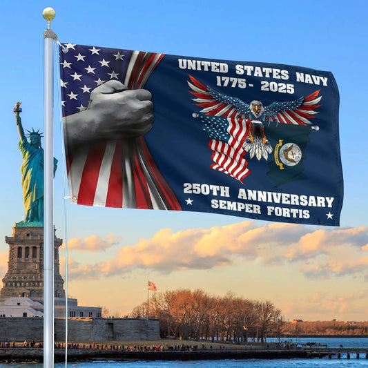 US Navy Bald Eagle 250Th Anniversary Flag Independence Day Merch Patriotic Lawn Decor - Printvoro