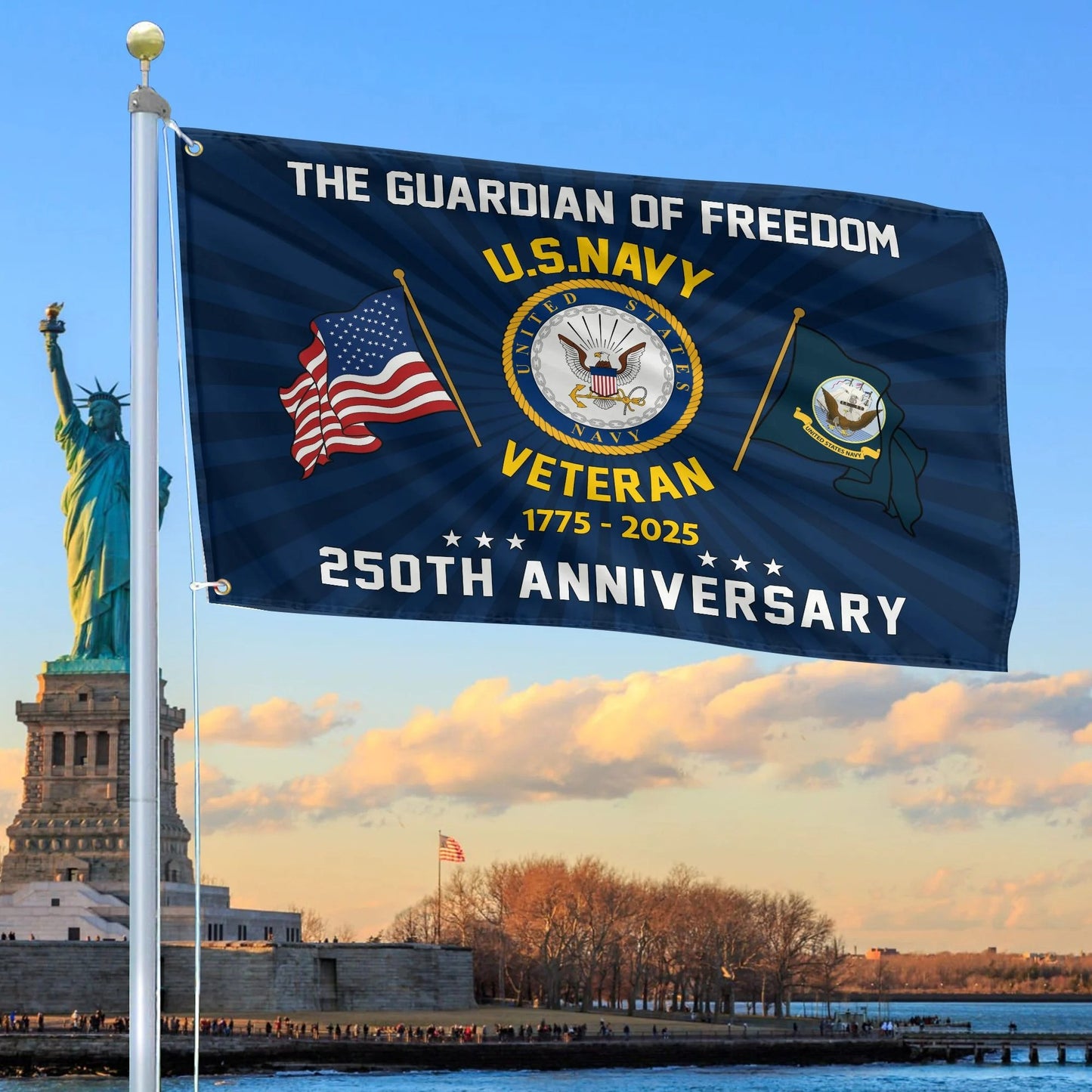 US Navy The Guardian Of Freedom Flag 250Th Anniversary Merch Patriotic Indoor Decor - Printvoro
