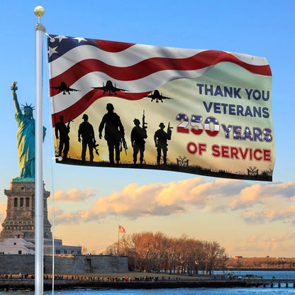 US Veteran 250 Years Of Service Flag Proud US Army 4Th Of July Merch Patriotic Yard Decor - Printvoro