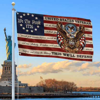 US Veteran This We'll Defend Flag We The People Merch Patriotic Outdoor Decor - Printvoro