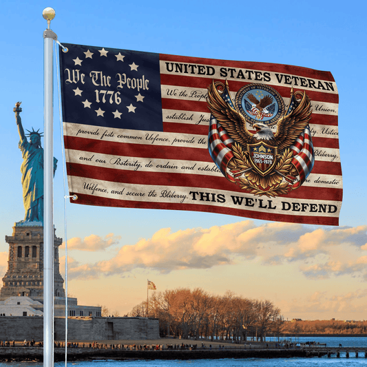 US Veteran This We'll Defend Flag We The People Merch Patriotic Outdoor Decor - Printvoro