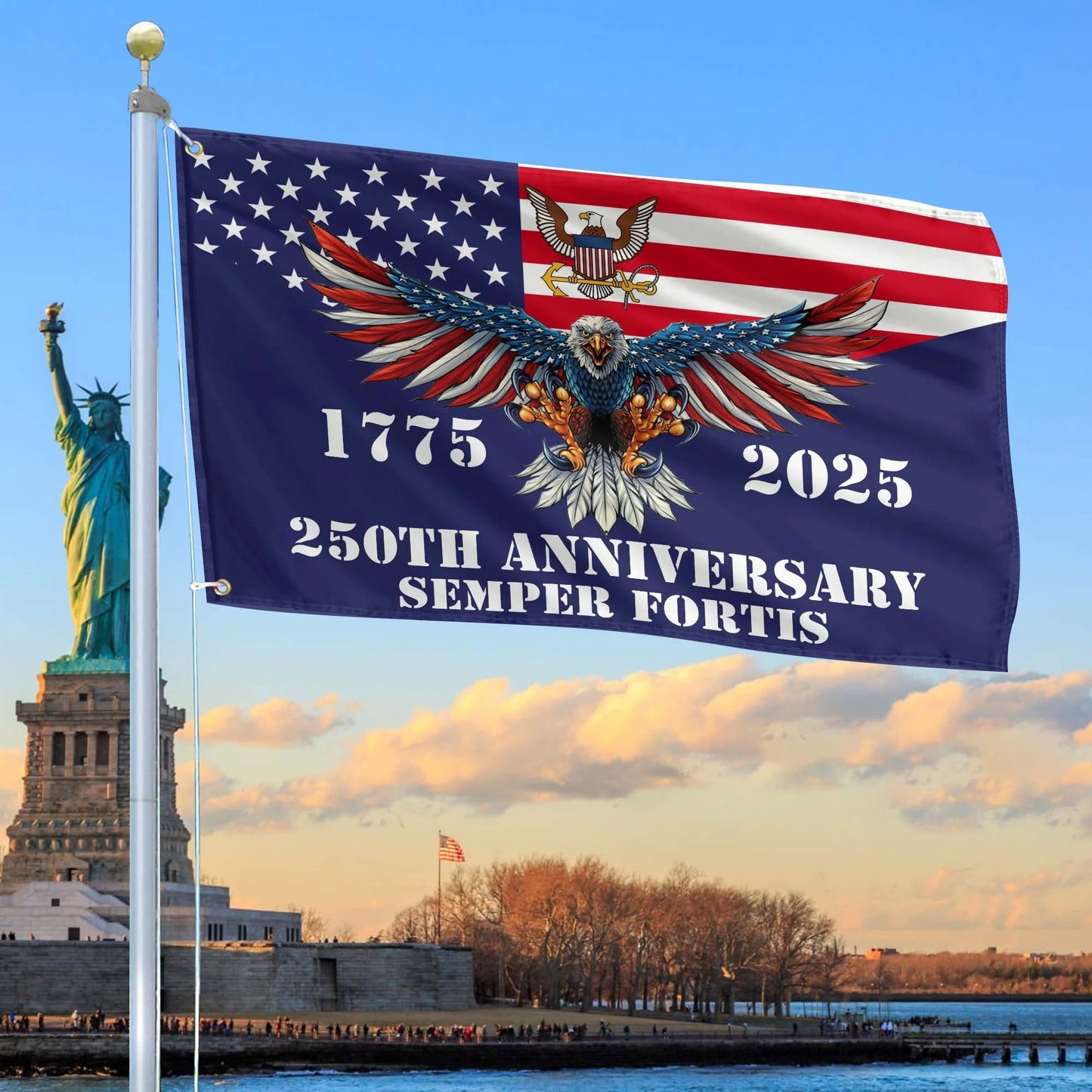 USA 250 Years Of Defending Liberty Flag Bald Eagle Fourth Of July Merch Patriotic Yard Decor - Printvoro
