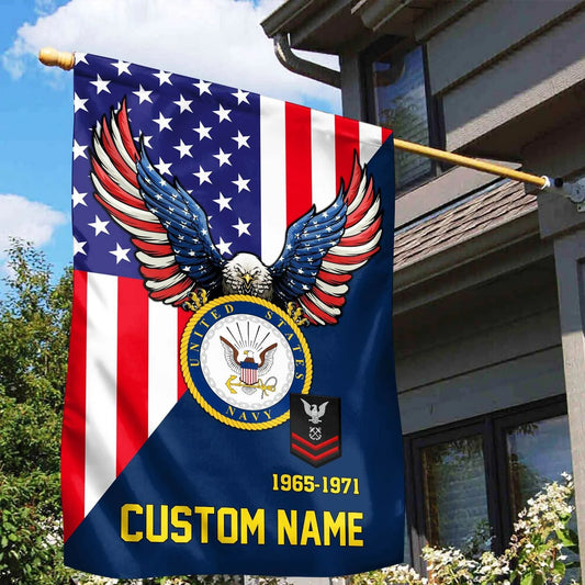 Personalized Bald Eagle United States Navy Flag 1965 1971 Merch Yard Sign - Printvoro