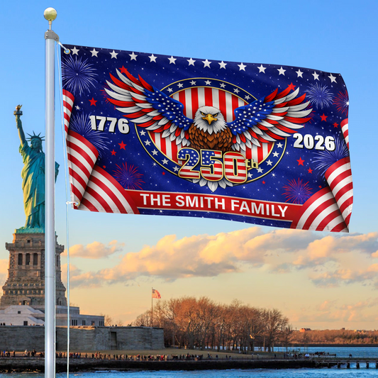 USA 250 Years Of Defending Liberty Flag Bald Eagle Merch Patriotic Lawn Decor - Printvoro