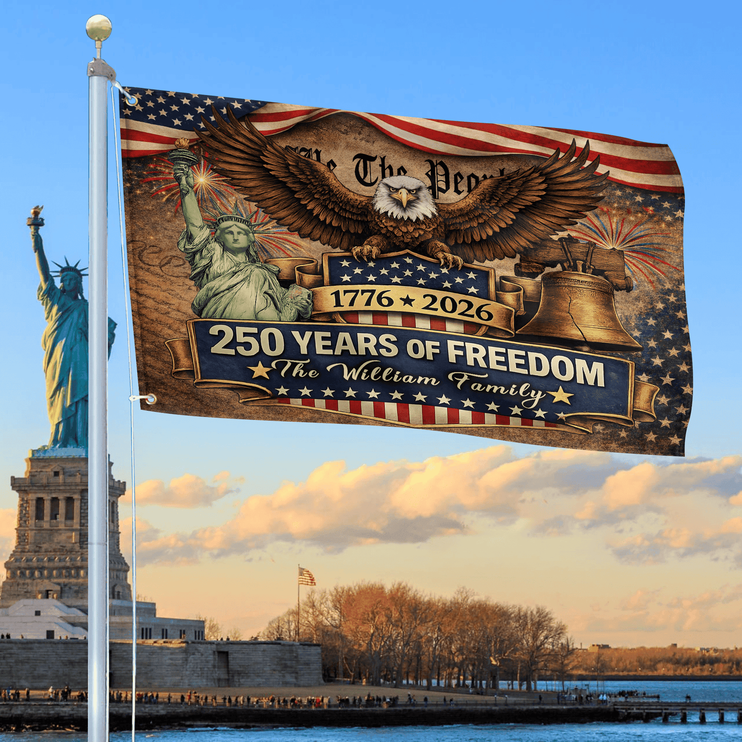 USA 250 Years Of Freedom Flag 4Th Of July Banner Decor Gifts For Patriotic Dad - Printvoro