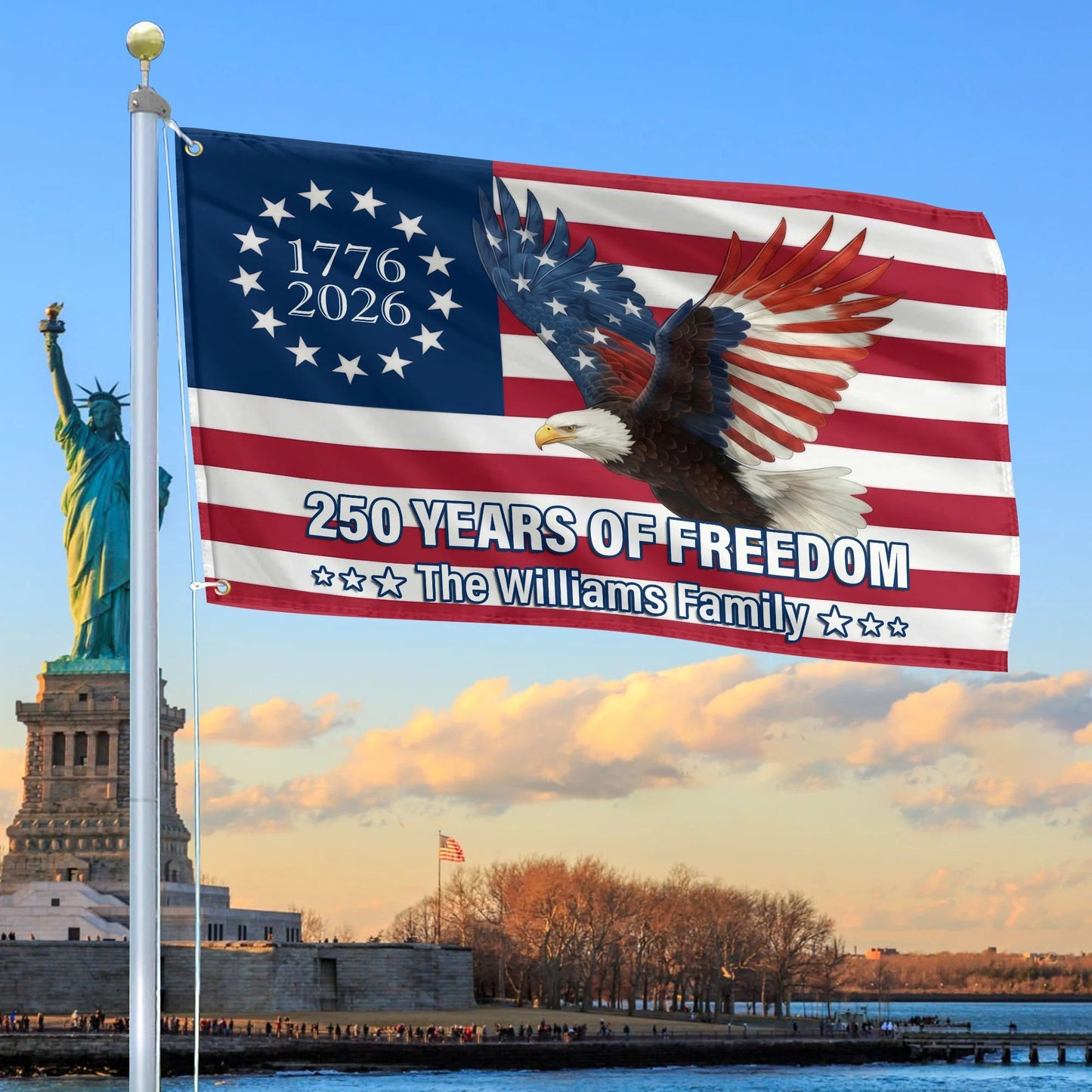USA 250 Years Of Freedom Flag 250 Years Strong Banner Decor Patriotic Gift Ideas For Family - Printvoro
