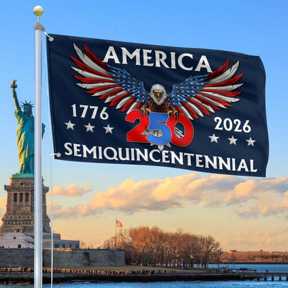 USA 250 Years Of Freedom Flag Bald Eagle 1776 2026 Merch Patriotic Yard Decor - Printvoro