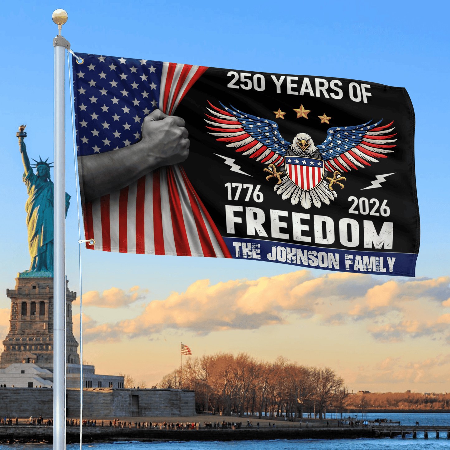 USA 250 Years Of Freedom Flag Bald Eagle Merch Patriotic Lawn Decor - Printvoro