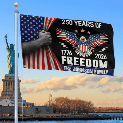 USA 250 Years Of Freedom Flag Bald Eagle Merch Patriotic Lawn Decor - Printvoro