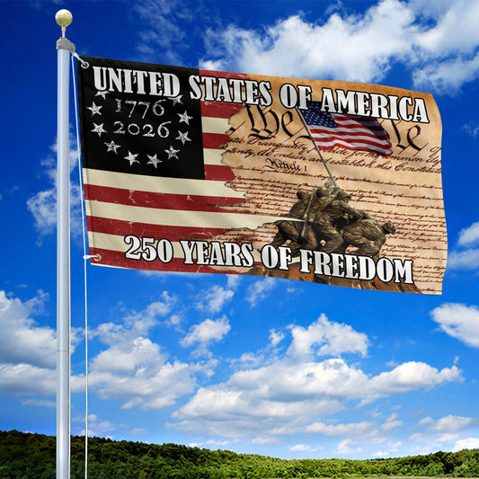 USA 250 Years Of Freedom Flag Fourth Of July Merch Patriotic Indoor Decor - Printvoro