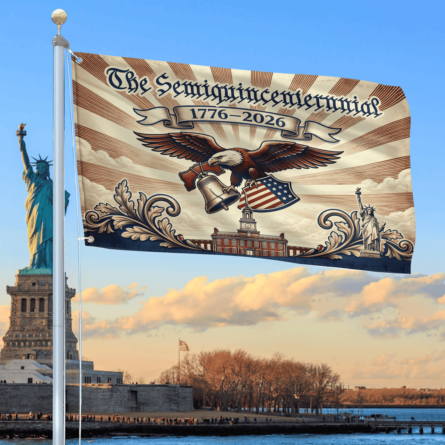 USA 250 Years Of Independence Flag Bald Eagle 4Th of July Merch Patriotic Yard Decor - Printvoro