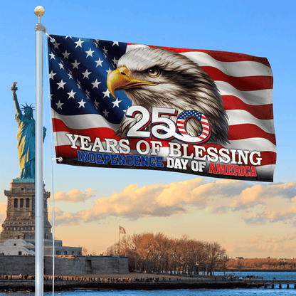 USA 250 Years Of Independence Flag Bald Eagle Merch Patriotic Yard Decor - Printvoro