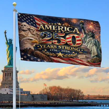 USA 250 Years Strong Flag 4Th Of July Merch Patriotic Yard Decor - Printvoro