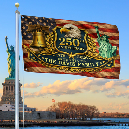 USA 250 Years Strong Flag Bald Eagle Freedom Day Merch Patriotic Indoor Decor - Printvoro