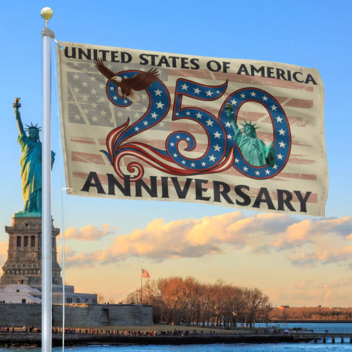 USA 250 Years Strong Flag Independence Day Merch Patriotic Outdoor Decor - Printvoro