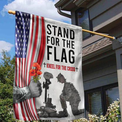 US Army Stand For The Flag Kneel For The Cross Flag Army Veteran Merch Yard Decor - Printvoro