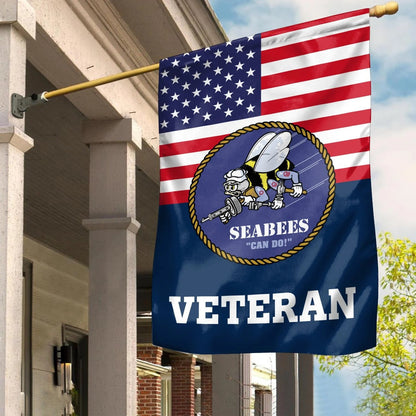 US Veteran Seabees Can Do Flag American Flag Merch Lawn Decorations - Printvoro