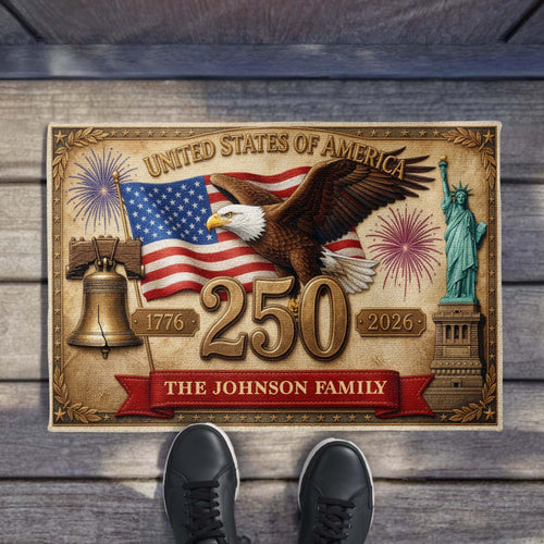 Customized Eagle USA 250Th Anniversary 1776 2026 Doormat Patriotic Home Decor 4Th Of July Gifts - Pvr